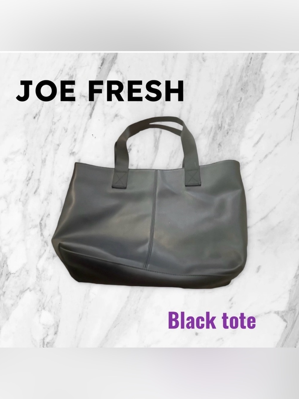 🇨🇦👍VGUC JOE FRESH | Roomy Minimalist Black Faux leather work & everyday Tote Bag